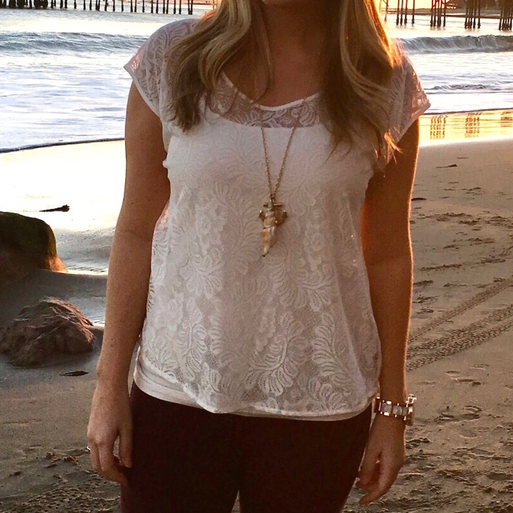 Express Cream Lace Top